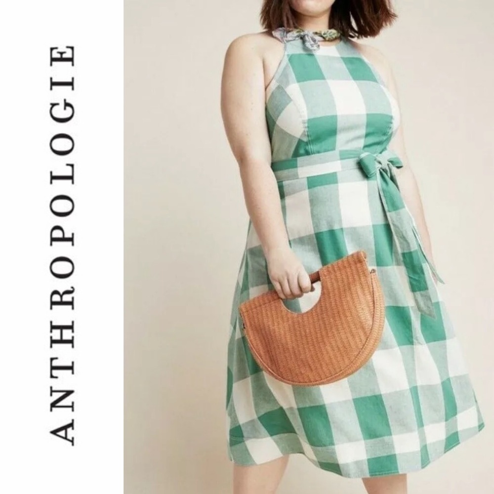 ⚡️SOLD⚡️Anthropologie Gingham Retro Midi Dress - Picture 1 of 8